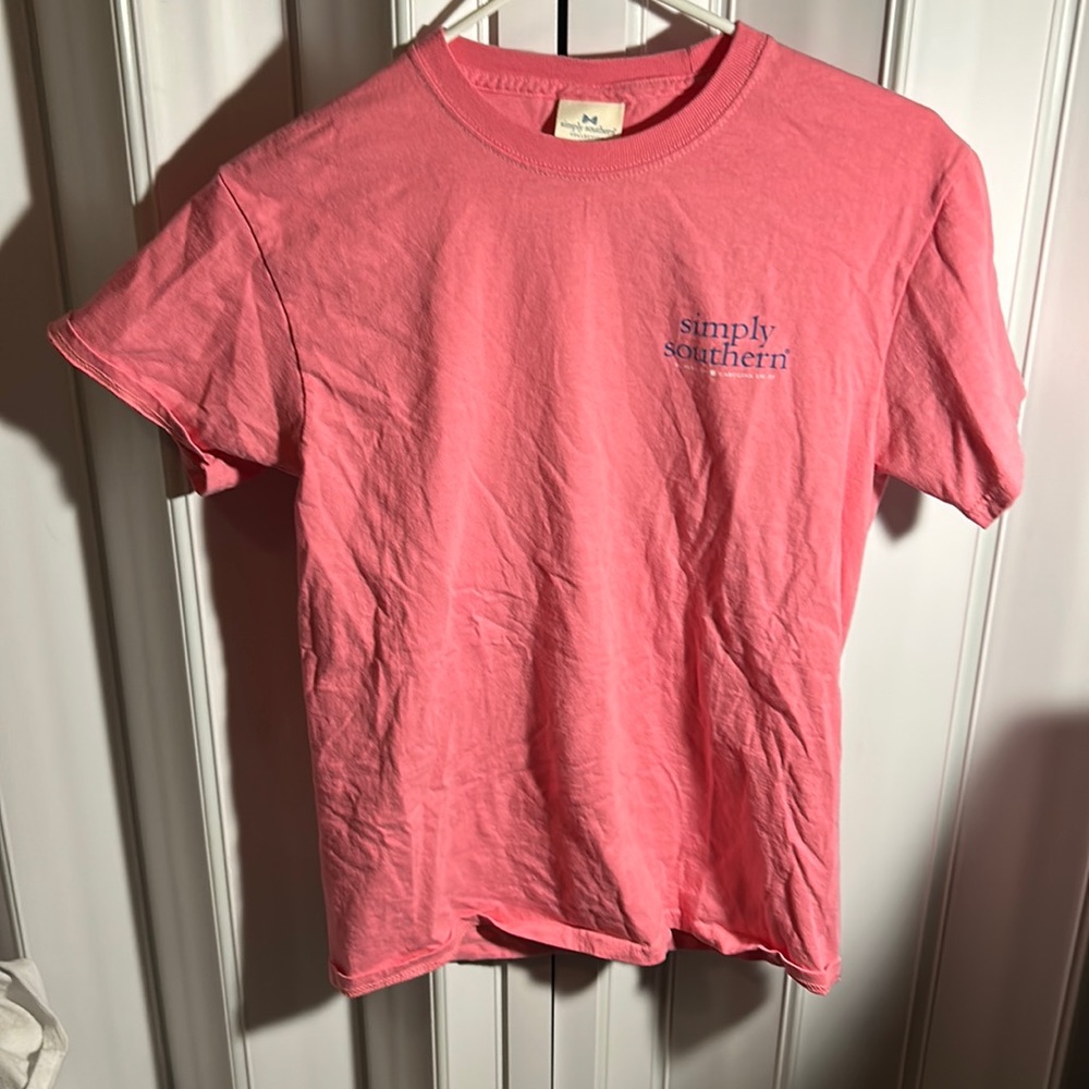 Bright pink gently used simply southern tee.